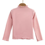 Children Clothing New Girls Base Shirt For Autumn and Winter Children Trendy Black Fungus Edge Solid Color Long Sleeved T-shirt - Astra Wear astrawear.ca