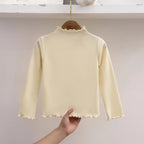 Children Clothing New Girls Base Shirt For Autumn and Winter Children Trendy Black Fungus Edge Solid Color Long Sleeved T-shirt - Astra Wear astrawear.ca