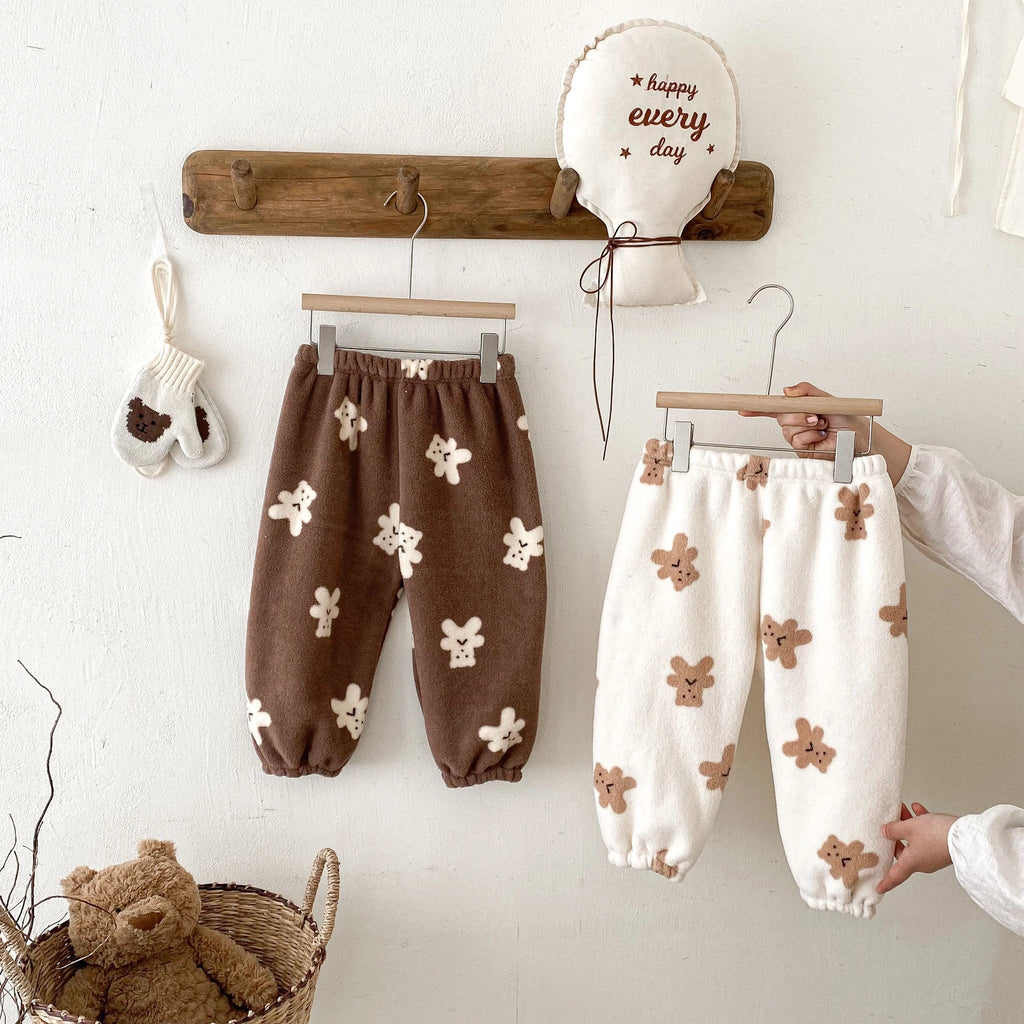 Children Cute Pajamas Pants Autumn Winter Plush Pants Loose Versatile Pants Baby Boys Girls Velvet Pants Toddler Home Clothes - Astra Wear astrawear.ca