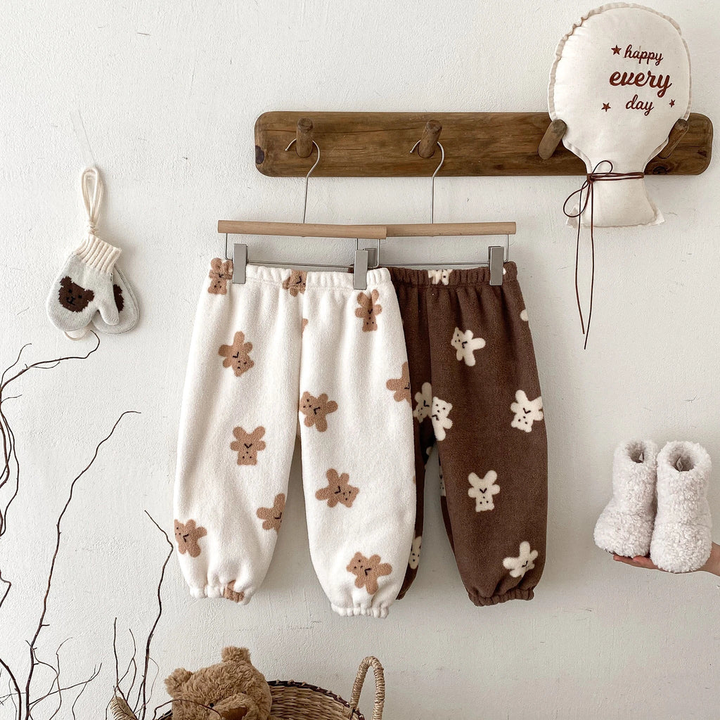Children Cute Pajamas Pants Autumn Winter Plush Pants Loose Versatile Pants Baby Boys Girls Velvet Pants Toddler Home Clothes - Astra Wear astrawear.ca