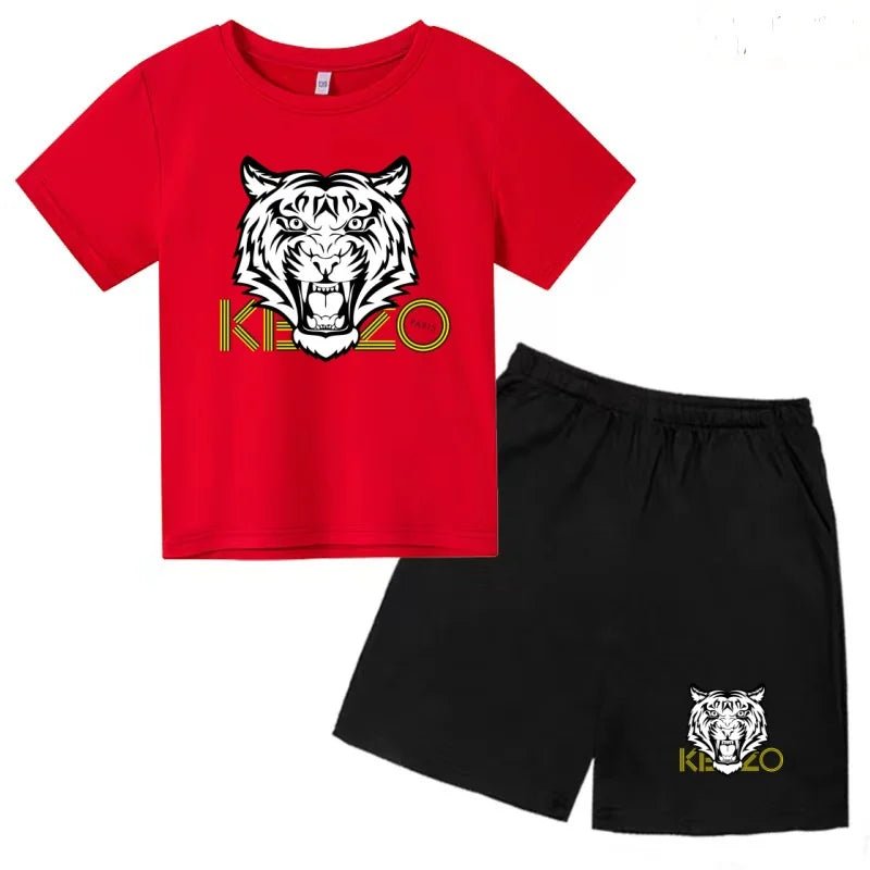 Children Summer Clothes Tiger Print T-shirt 3-12Yrs Boys Girls Short-sleeved Top+Shorts Casual Brand Fashion Sports Set Clothing - Astra Wear astrawear.ca