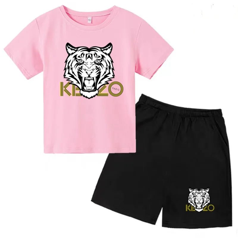 Children Summer Clothes Tiger Print T-shirt 3-12Yrs Boys Girls Short-sleeved Top+Shorts Casual Brand Fashion Sports Set Clothing - Astra Wear astrawear.ca