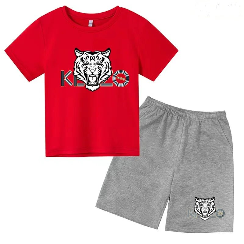 Children Summer Clothes Tiger Print T-shirt 3-12Yrs Boys Girls Short-sleeved Top+Shorts Casual Brand Fashion Sports Set Clothing - Astra Wear astrawear.ca