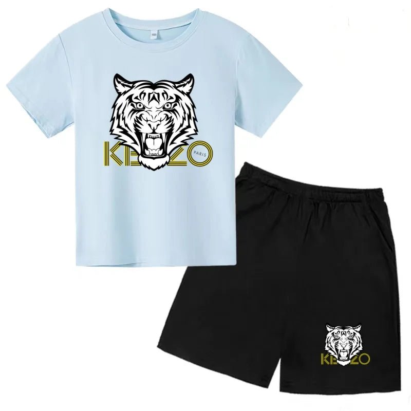 Children Summer Clothes Tiger Print T-shirt 3-12Yrs Boys Girls Short-sleeved Top+Shorts Casual Brand Fashion Sports Set Clothing - Astra Wear astrawear.ca