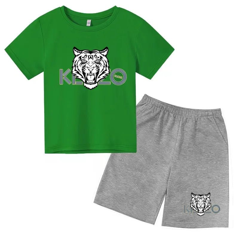 Children Summer Clothes Tiger Print T-shirt 3-12Yrs Boys Girls Short-sleeved Top+Shorts Casual Brand Fashion Sports Set Clothing - Astra Wear astrawear.ca