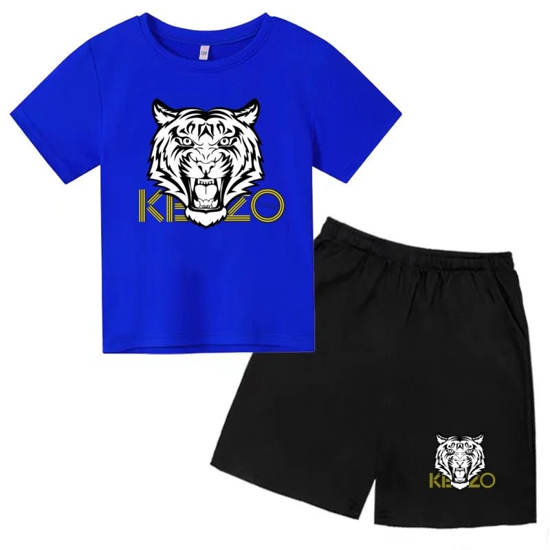 Children Summer Clothes Tiger Print T-shirt 3-12Yrs Boys Girls Short-sleeved Top+Shorts Casual Brand Fashion Sports Set Clothing - Astra Wear astrawear.ca