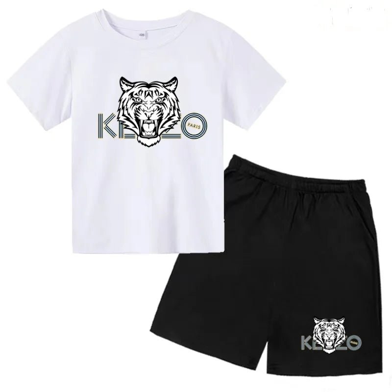 Children Summer Clothes Tiger Print T-shirt 3-12Yrs Boys Girls Short-sleeved Top+Shorts Casual Brand Fashion Sports Set Clothing - Astra Wear astrawear.ca
