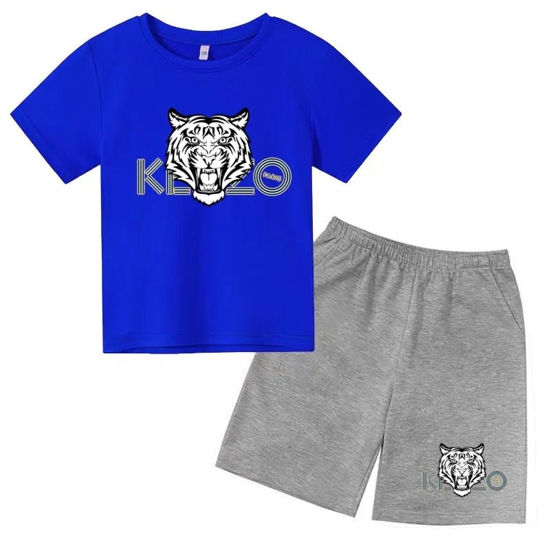 Children Summer Clothes Tiger Print T-shirt 3-12Yrs Boys Girls Short-sleeved Top+Shorts Casual Brand Fashion Sports Set Clothing - Astra Wear astrawear.ca