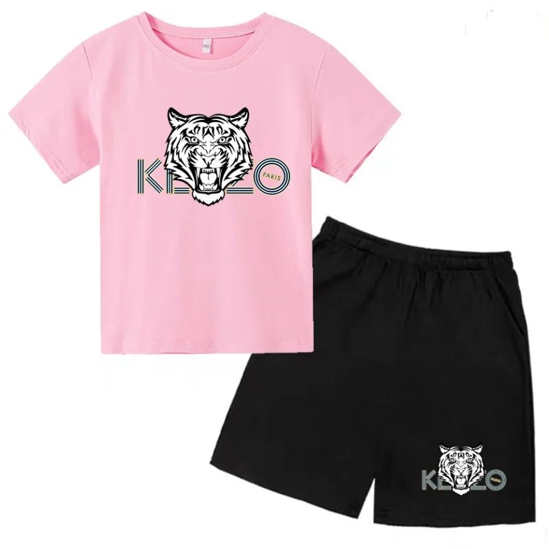 Children Summer Clothes Tiger Print T-shirt 3-12Yrs Boys Girls Short-sleeved Top+Shorts Casual Brand Fashion Sports Set Clothing - Astra Wear astrawear.ca