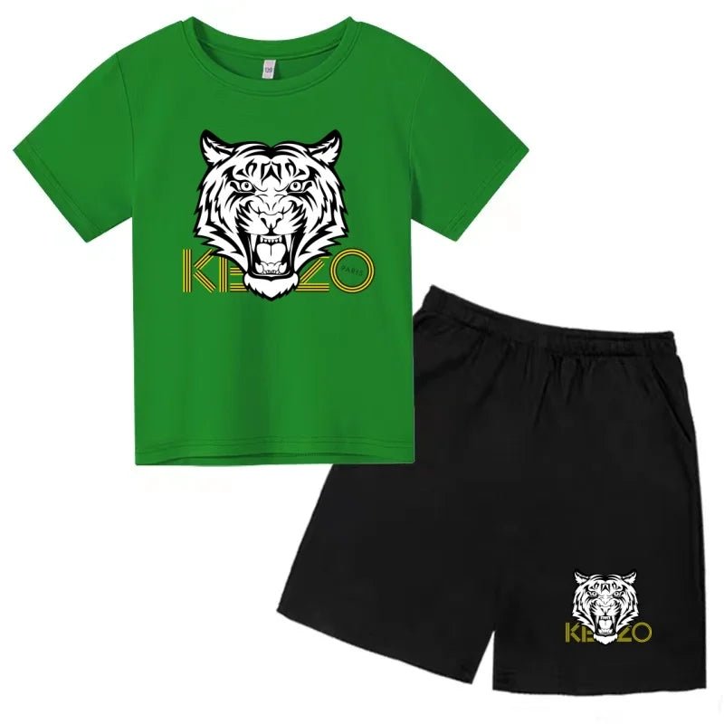 Children Summer Clothes Tiger Print T-shirt 3-12Yrs Boys Girls Short-sleeved Top+Shorts Casual Brand Fashion Sports Set Clothing - Astra Wear astrawear.ca