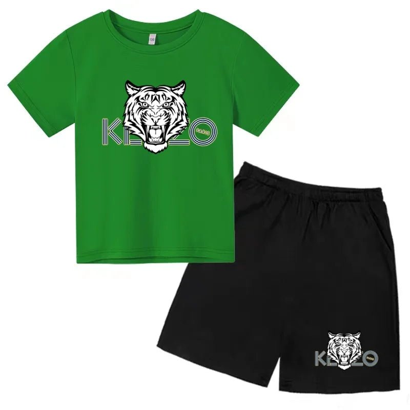 Children Summer Clothes Tiger Print T-shirt 3-12Yrs Boys Girls Short-sleeved Top+Shorts Casual Brand Fashion Sports Set Clothing - Astra Wear astrawear.ca