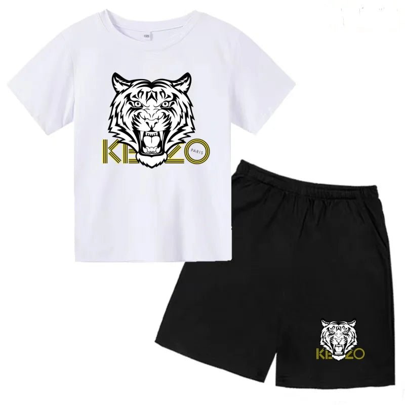 Children Summer Clothes Tiger Print T-shirt 3-12Yrs Boys Girls Short-sleeved Top+Shorts Casual Brand Fashion Sports Set Clothing - Astra Wear astrawear.ca