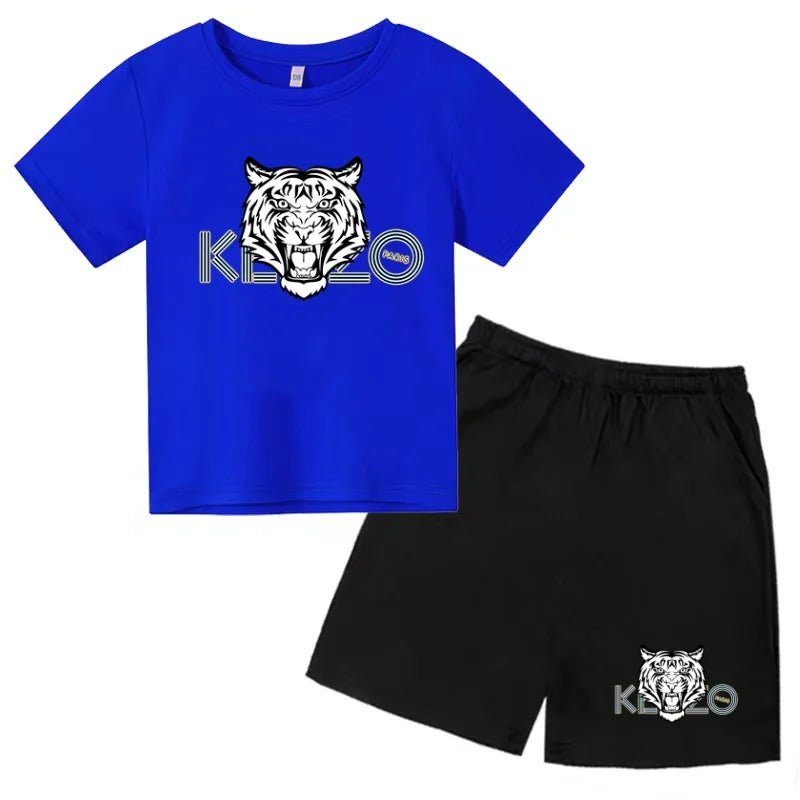 Children Summer Clothes Tiger Print T-shirt 3-12Yrs Boys Girls Short-sleeved Top+Shorts Casual Brand Fashion Sports Set Clothing - Astra Wear astrawear.ca