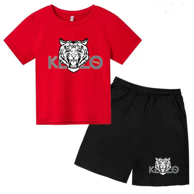 Children Summer Clothes Tiger Print T-shirt 3-12Yrs Boys Girls Short-sleeved Top+Shorts Casual Brand Fashion Sports Set Clothing - Astra Wear astrawear.ca