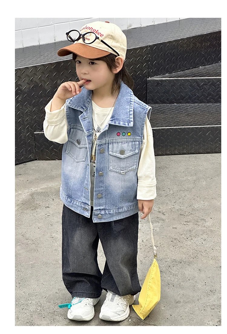 Children Vintage Denim Vest for Baby Boy Casual Sleeveless Denim Jacket Outfit Kids Fashion Waistcoat Tops 2 3 4 5 6 7 8 9 10 11 - Astra Wear astrawear.ca