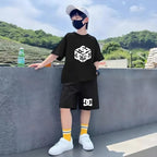Children White T-Shirt Two-Piece Set Short-Sleeved+Shorts Summer Boy Girl Toddler 3-12 Years Casual Fashion Cool Brand Set - Astra Wear astrawear.ca