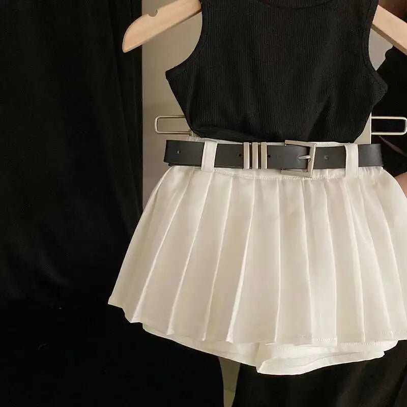 Childrens Clothing 2024 Summer New Girl's Fashion Tank Top Sweet Cool Fashion Skirt Set Baby Girl Sweet Simple Clothes - Astra Wear astrawear.ca