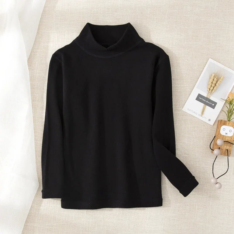 Children's Clothing Boys Girls Winter Thermal T-shirts Turtleneck Solid Long Sleeve Soft Warm Fleece Bottoming Shirts Kids Tops - Astra Wear astrawear.ca