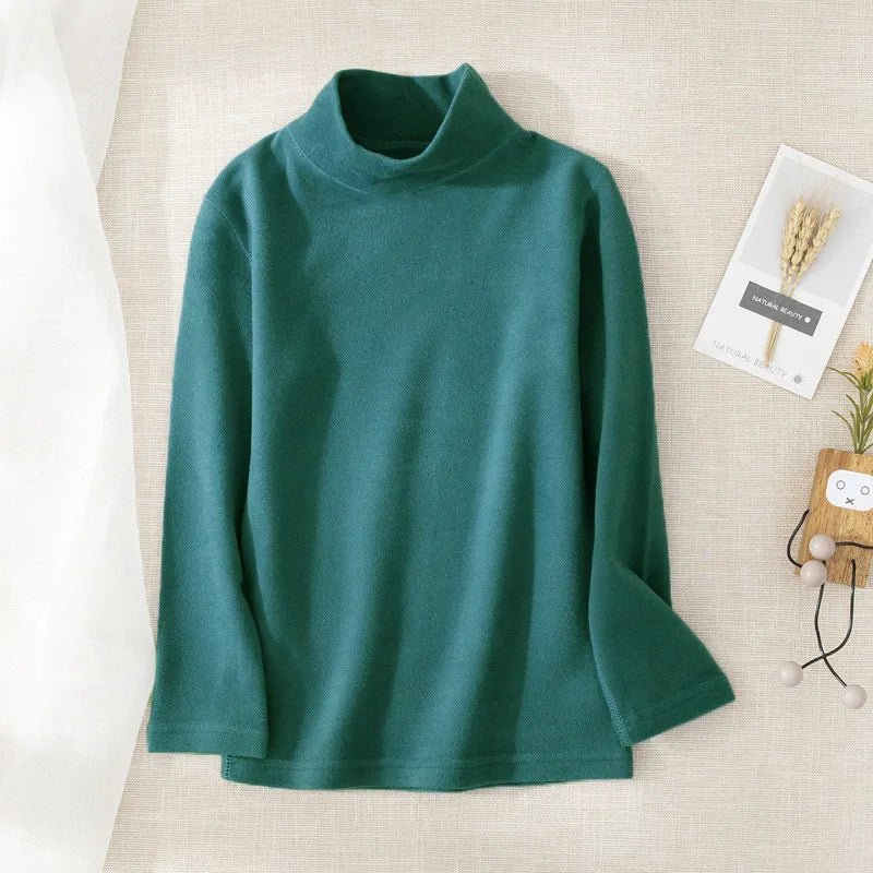 Children's Clothing Boys Girls Winter Thermal T-shirts Turtleneck Solid Long Sleeve Soft Warm Fleece Bottoming Shirts Kids Tops - Astra Wear astrawear.ca