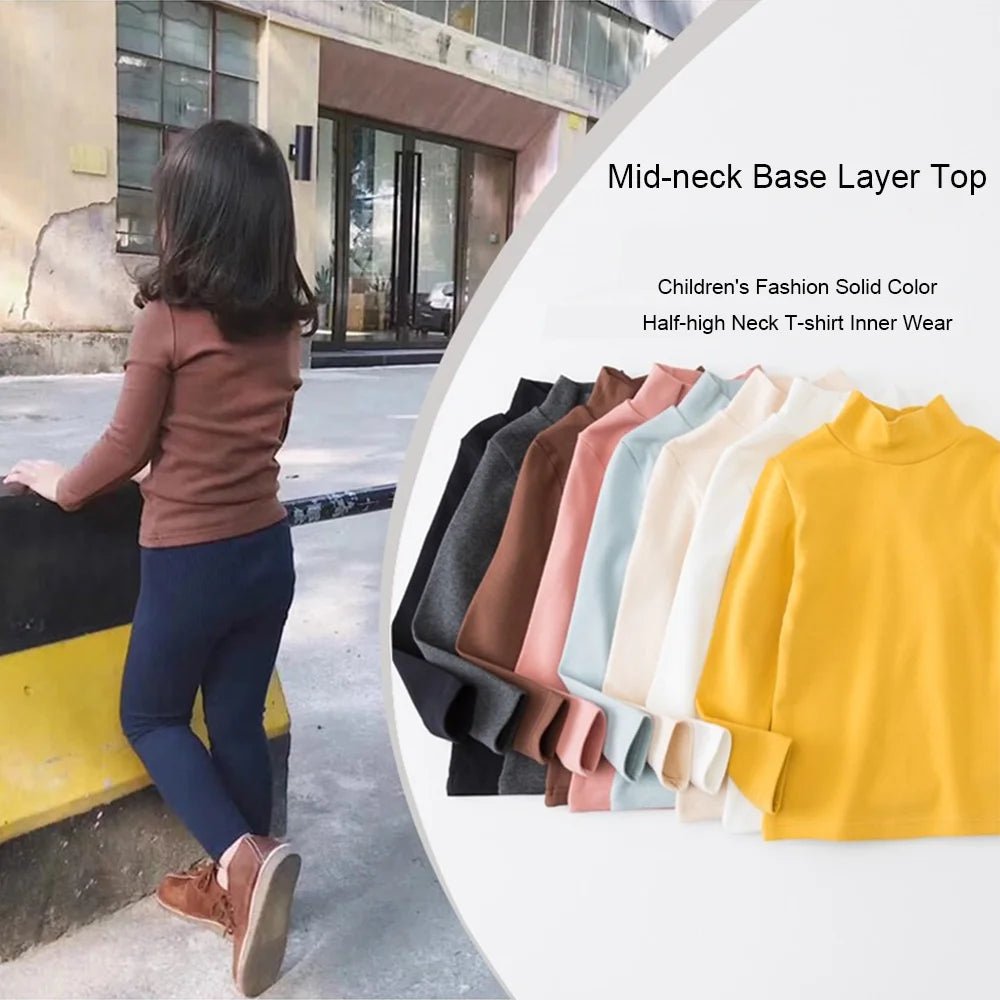 Children's Clothing Boys Girls Winter Thermal T-shirts Turtleneck Solid Long Sleeve Soft Warm Fleece Bottoming Shirts Kids Tops - Astra Wear astrawear.ca