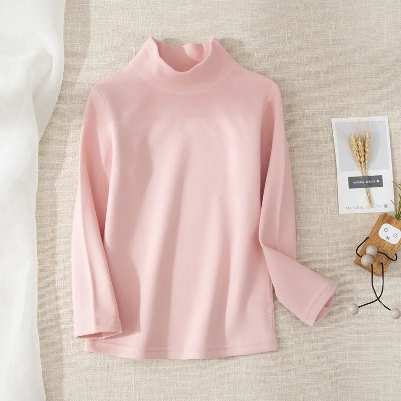 Children's Clothing Boys Girls Winter Thermal T-shirts Turtleneck Solid Long Sleeve Soft Warm Fleece Bottoming Shirts Kids Tops - Astra Wear astrawear.ca