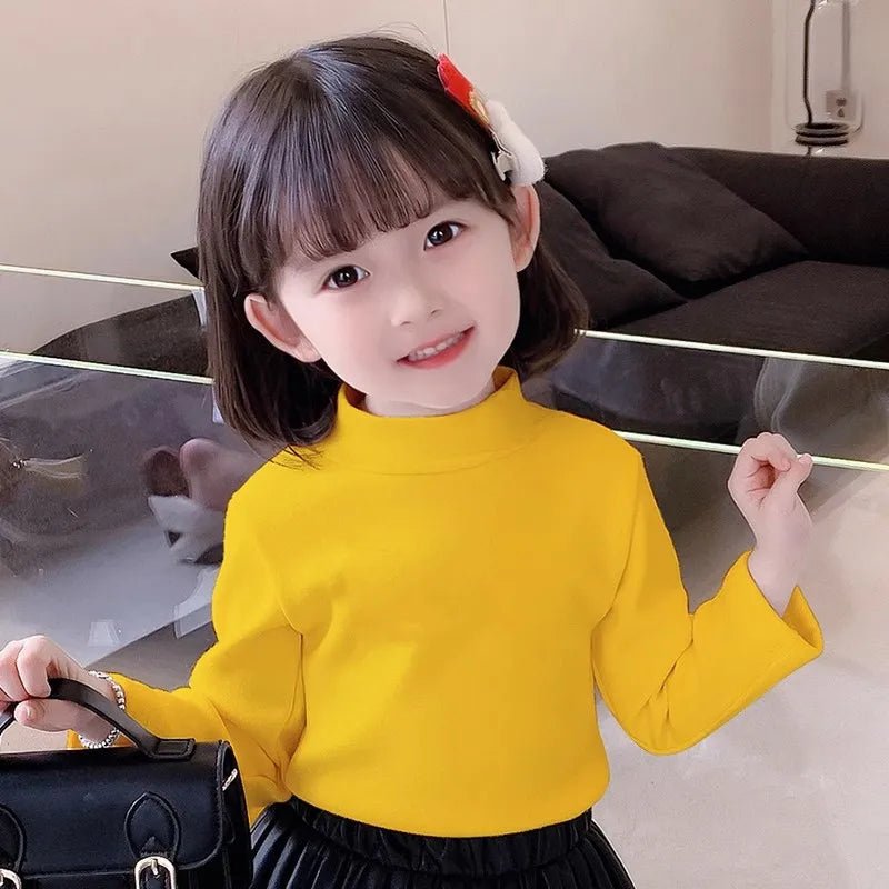 Children's Clothing Boys Girls Winter Thermal T-shirts Turtleneck Solid Long Sleeve Soft Warm Fleece Bottoming Shirts Kids Tops - Astra Wear astrawear.ca