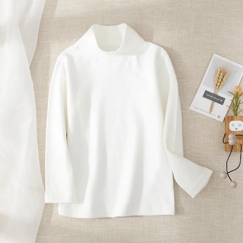 Children's Clothing Boys Girls Winter Thermal T-shirts Turtleneck Solid Long Sleeve Soft Warm Fleece Bottoming Shirts Kids Tops - Astra Wear astrawear.ca