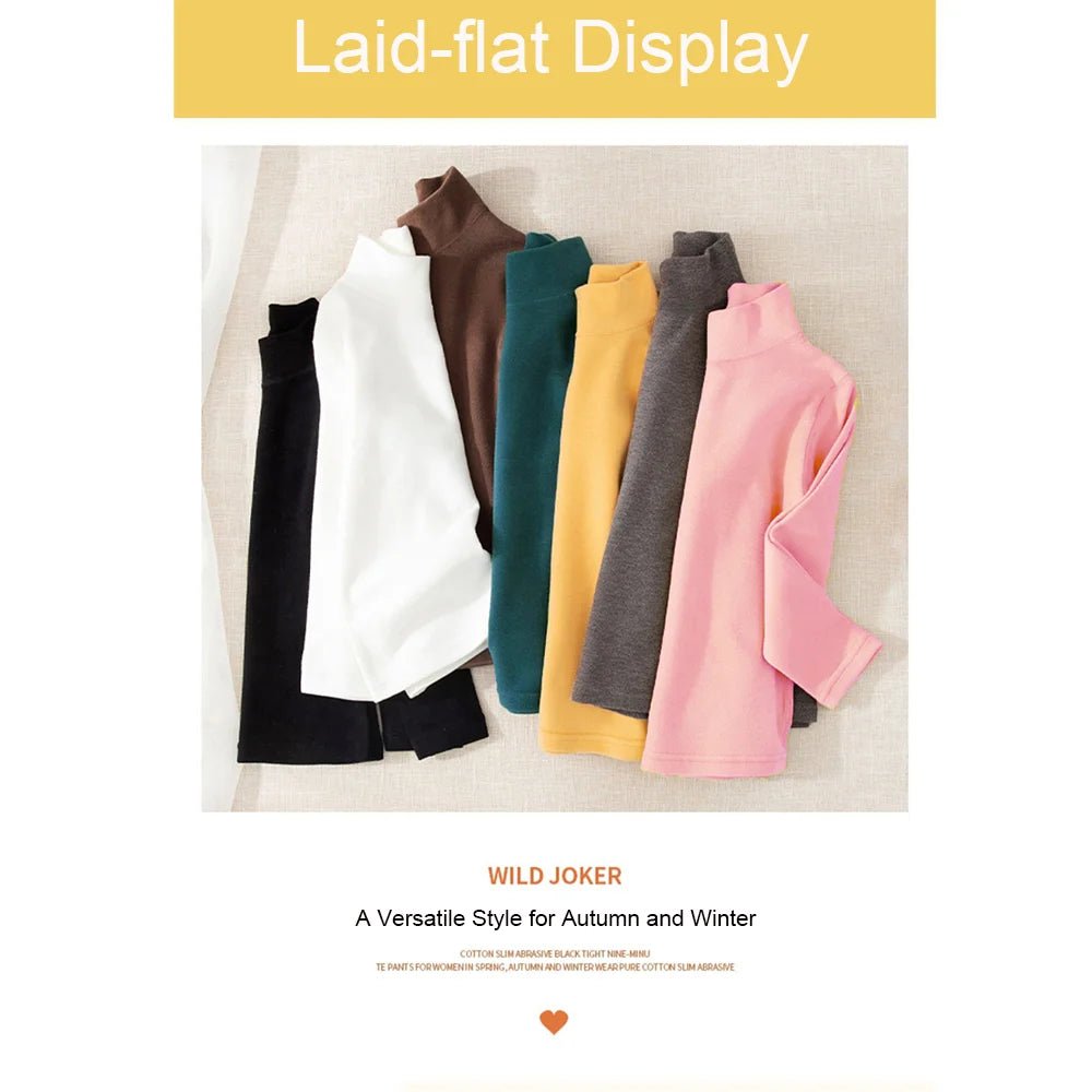Children's Clothing Boys Girls Winter Thermal T-shirts Turtleneck Solid Long Sleeve Soft Warm Fleece Bottoming Shirts Kids Tops - Astra Wear astrawear.ca
