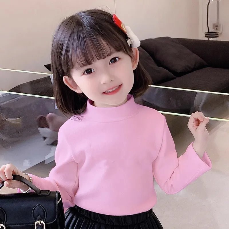 Children's Clothing Boys Girls Winter Thermal T-shirts Turtleneck Solid Long Sleeve Soft Warm Fleece Bottoming Shirts Kids Tops - Astra Wear astrawear.ca