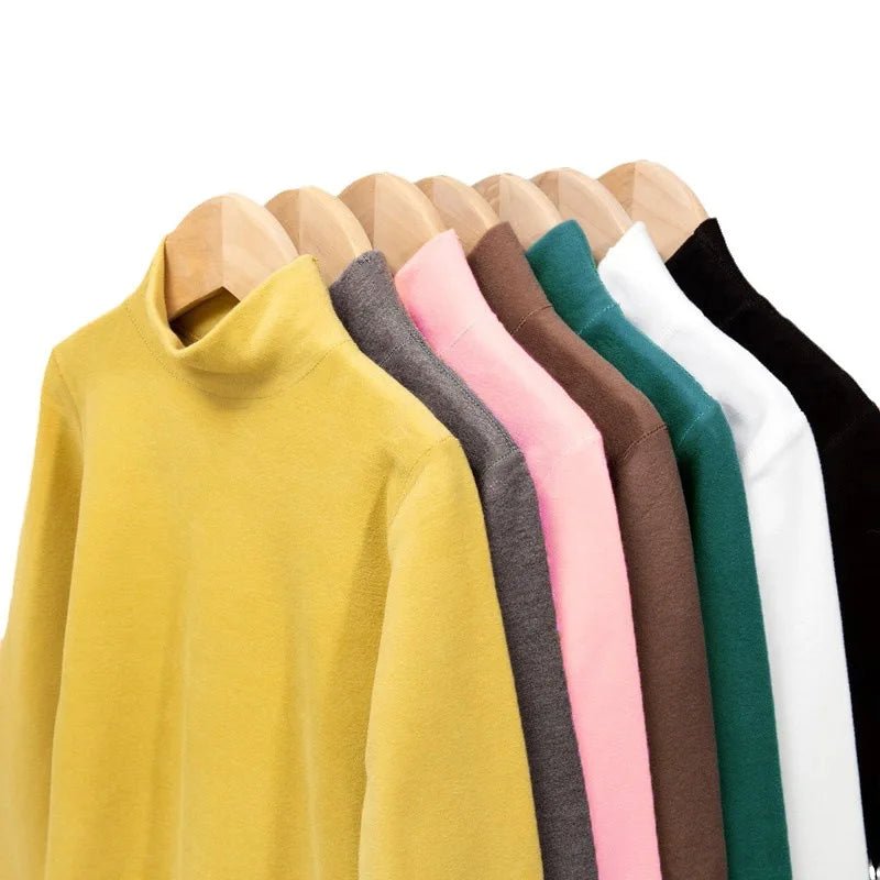 Children's Clothing Boys Girls Winter Thermal T-shirts Turtleneck Solid Long Sleeve Soft Warm Fleece Bottoming Shirts Kids Tops - Astra Wear astrawear.ca