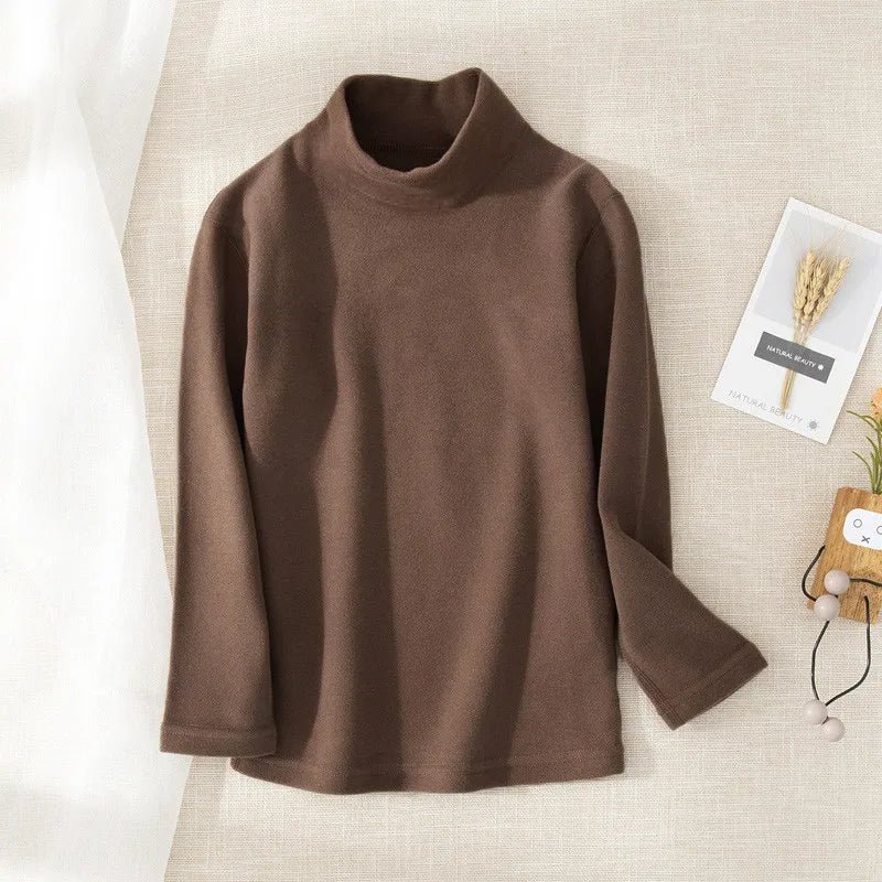 Children's Clothing Boys Girls Winter Thermal T-shirts Turtleneck Solid Long Sleeve Soft Warm Fleece Bottoming Shirts Kids Tops - Astra Wear astrawear.ca