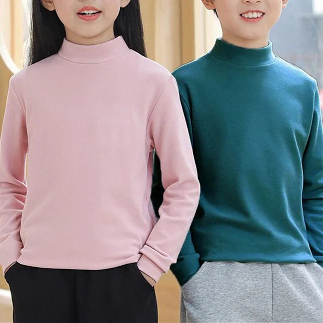 Children's Clothing Boys Girls Winter Thermal T-shirts Turtleneck Solid Long Sleeve Soft Warm Fleece Bottoming Shirts Kids Tops - Astra Wear astrawear.ca