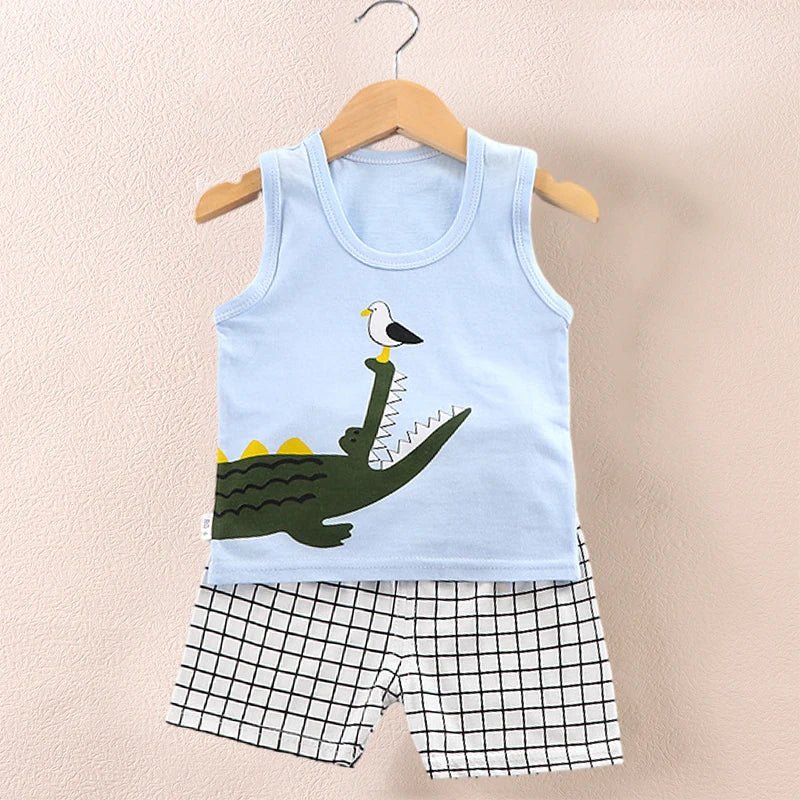 Children's Clothing Print Sleeveless Tops Shorts Cute Breathable Kids Summer Vest Shorts Set Tank Top for Baby Clothing Children - Astra Wear astrawear.ca