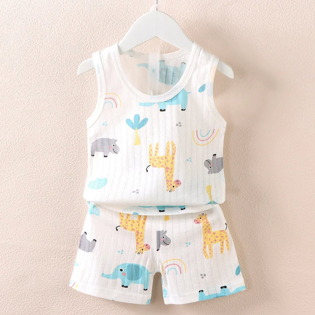 Children's Clothing Print Sleeveless Tops Shorts Cute Breathable Kids Summer Vest Shorts Set Tank Top for Baby Clothing Children - Astra Wear astrawear.ca