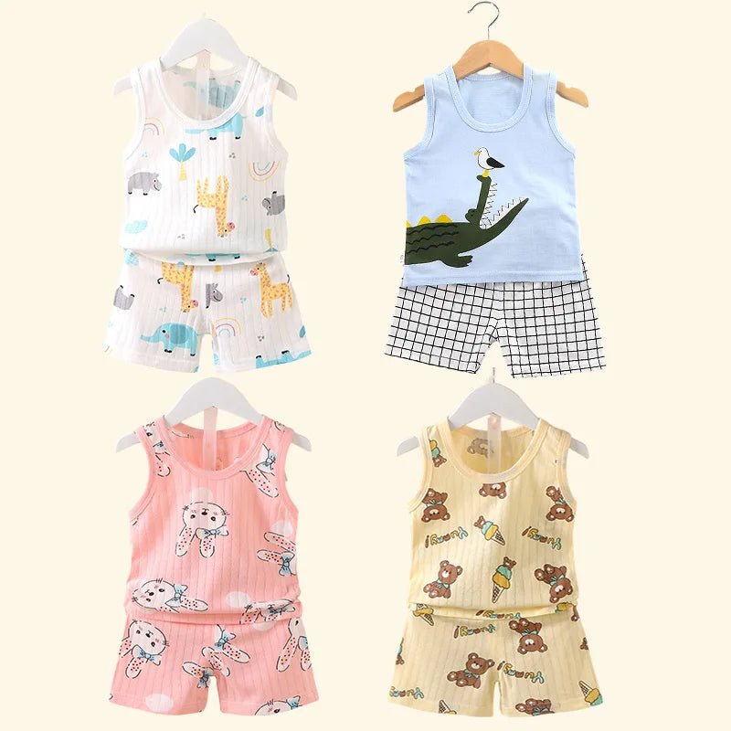 Children's Clothing Print Sleeveless Tops Shorts Cute Breathable Kids Summer Vest Shorts Set Tank Top for Baby Clothing Children - Astra Wear astrawear.ca