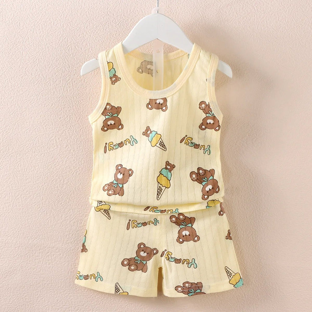 Children's Clothing Print Sleeveless Tops Shorts Cute Breathable Kids Summer Vest Shorts Set Tank Top for Baby Clothing Children - Astra Wear astrawear.ca