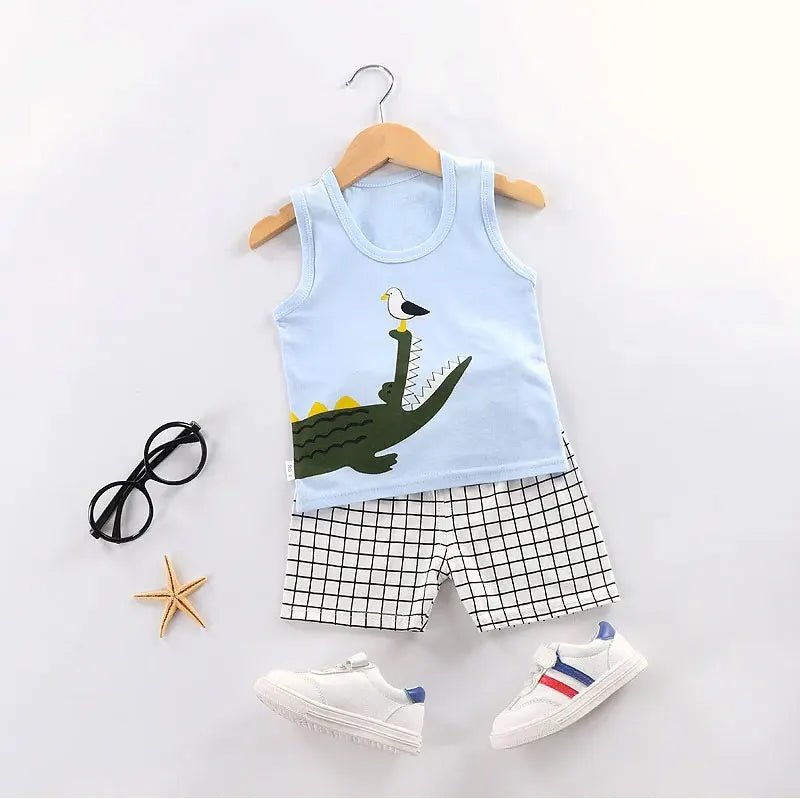 Children's Clothing Print Sleeveless Tops Shorts Cute Breathable Kids Summer Vest Shorts Set Tank Top for Baby Clothing Children - Astra Wear astrawear.ca