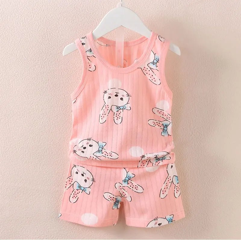 Children's Clothing Print Sleeveless Tops Shorts Cute Breathable Kids Summer Vest Shorts Set Tank Top for Baby Clothing Children - Astra Wear astrawear.ca