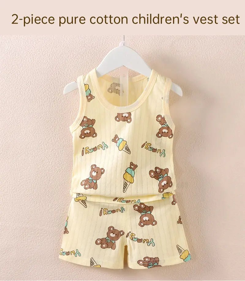 Children's Clothing Print Sleeveless Tops Shorts Cute Breathable Kids Summer Vest Shorts Set Tank Top for Baby Clothing Children - Astra Wear astrawear.ca