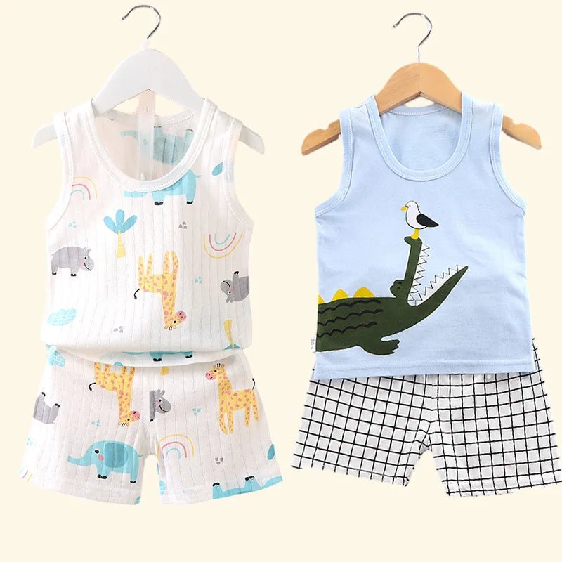 Children's Clothing Print Sleeveless Tops Shorts Cute Breathable Kids Summer Vest Shorts Set Tank Top for Baby Clothing Children - Astra Wear astrawear.ca