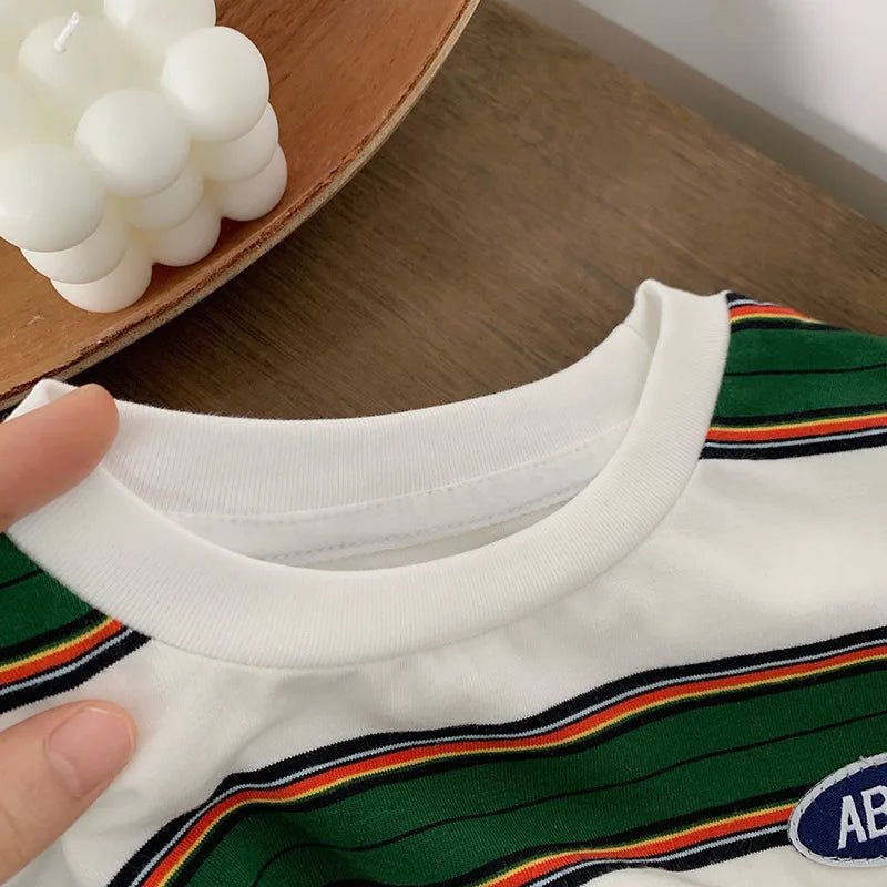 Children's Striped T-shirts For Boys Girls From 2 To 10 Years Old Kids Summer Tees Cotton Loose T Shirt Casual Kids Tops - Astra Wear astrawear.ca