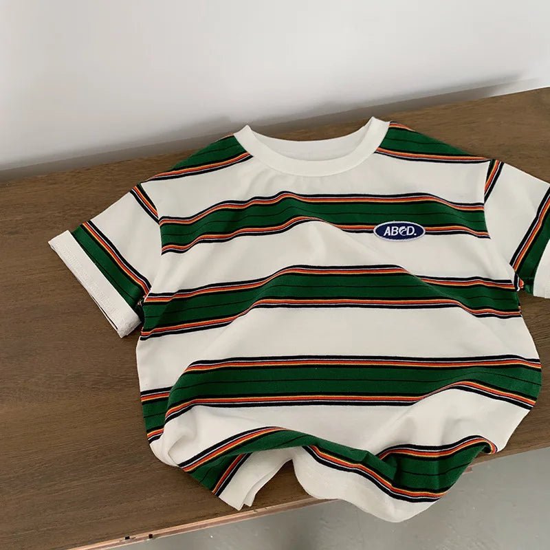 Children's Striped T-shirts For Boys Girls From 2 To 10 Years Old Kids Summer Tees Cotton Loose T Shirt Casual Kids Tops - Astra Wear astrawear.ca