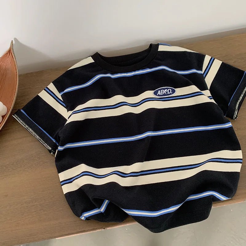 Children's Striped T-shirts For Boys Girls From 2 To 10 Years Old Kids Summer Tees Cotton Loose T Shirt Casual Kids Tops - Astra Wear astrawear.ca