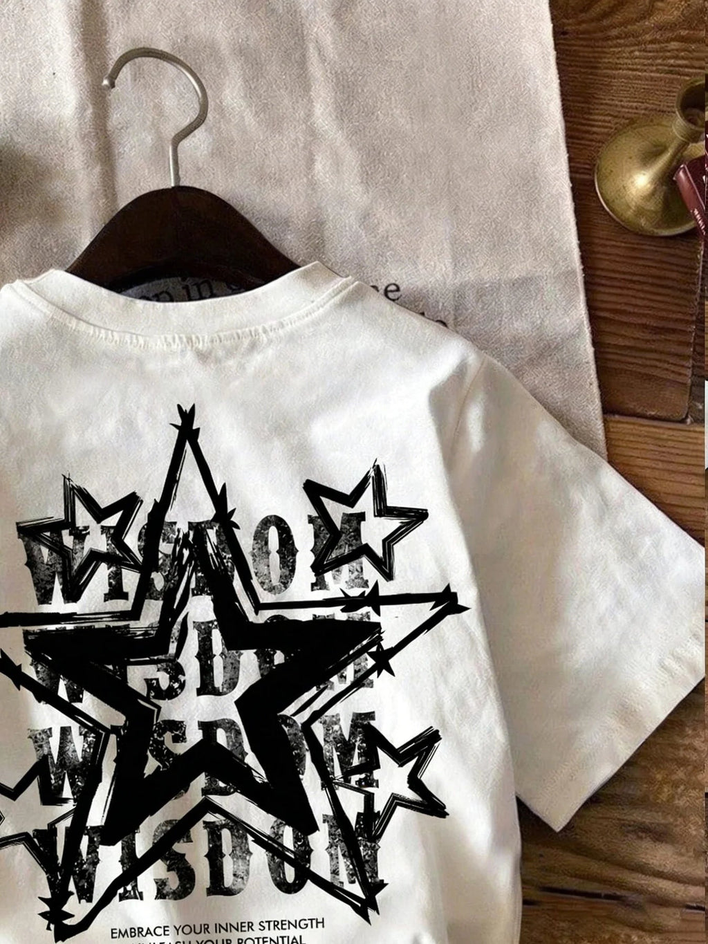 Children's T-Shirt Star Letter Pattern Printed Comfortable round Neck Short Sleeve Solid Color Casual Elegant Top for Kids - Astra Wear astrawear.ca