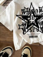 Children's T-Shirt Star Letter Pattern Printed Comfortable round Neck Short Sleeve Solid Color Casual Elegant Top for Kids - Astra Wear astrawear.ca