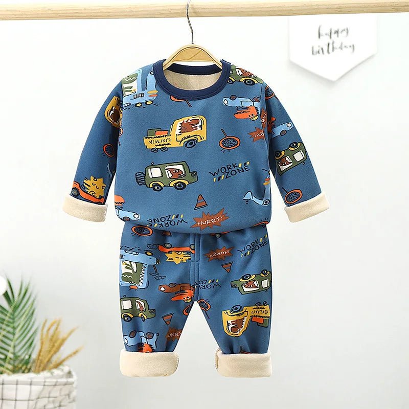 Children's Velvet Underwear Set Autumn and Winter New Long Sleeve Autumn Clothes Autumn Pants Thickened Warm Small and Medium si - Astra Wear astrawear.ca