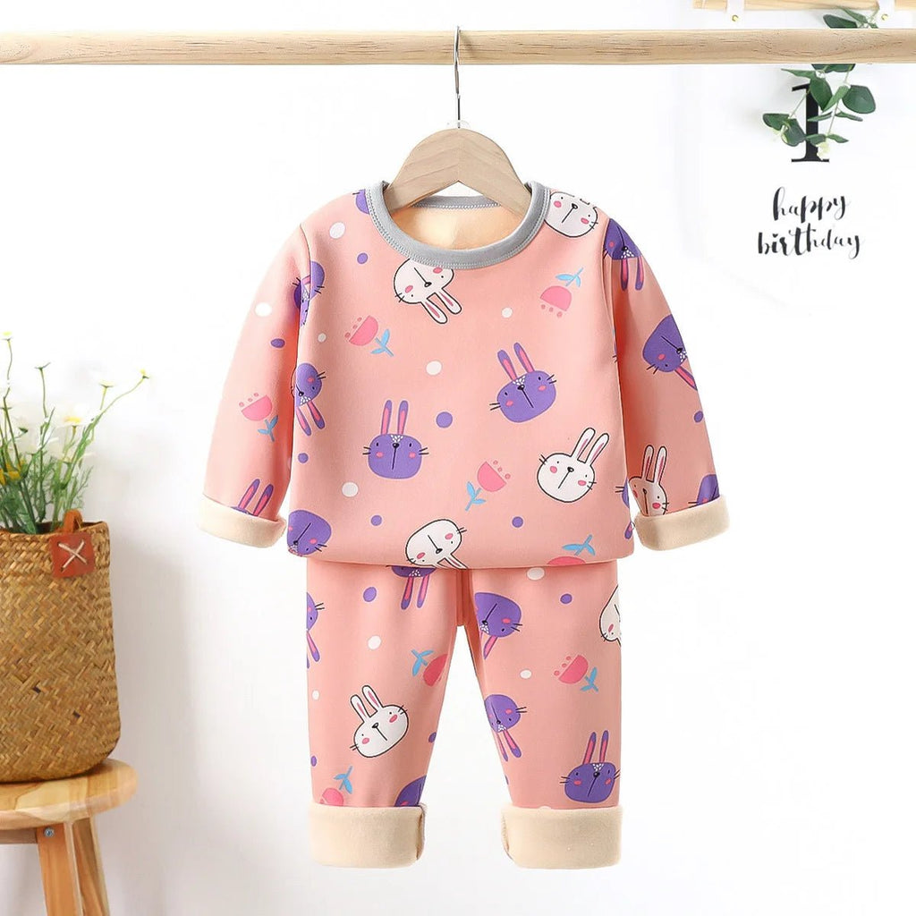 Children's Velvet Underwear Set Autumn and Winter New Long Sleeve Autumn Clothes Autumn Pants Thickened Warm Small and Medium si - Astra Wear astrawear.ca