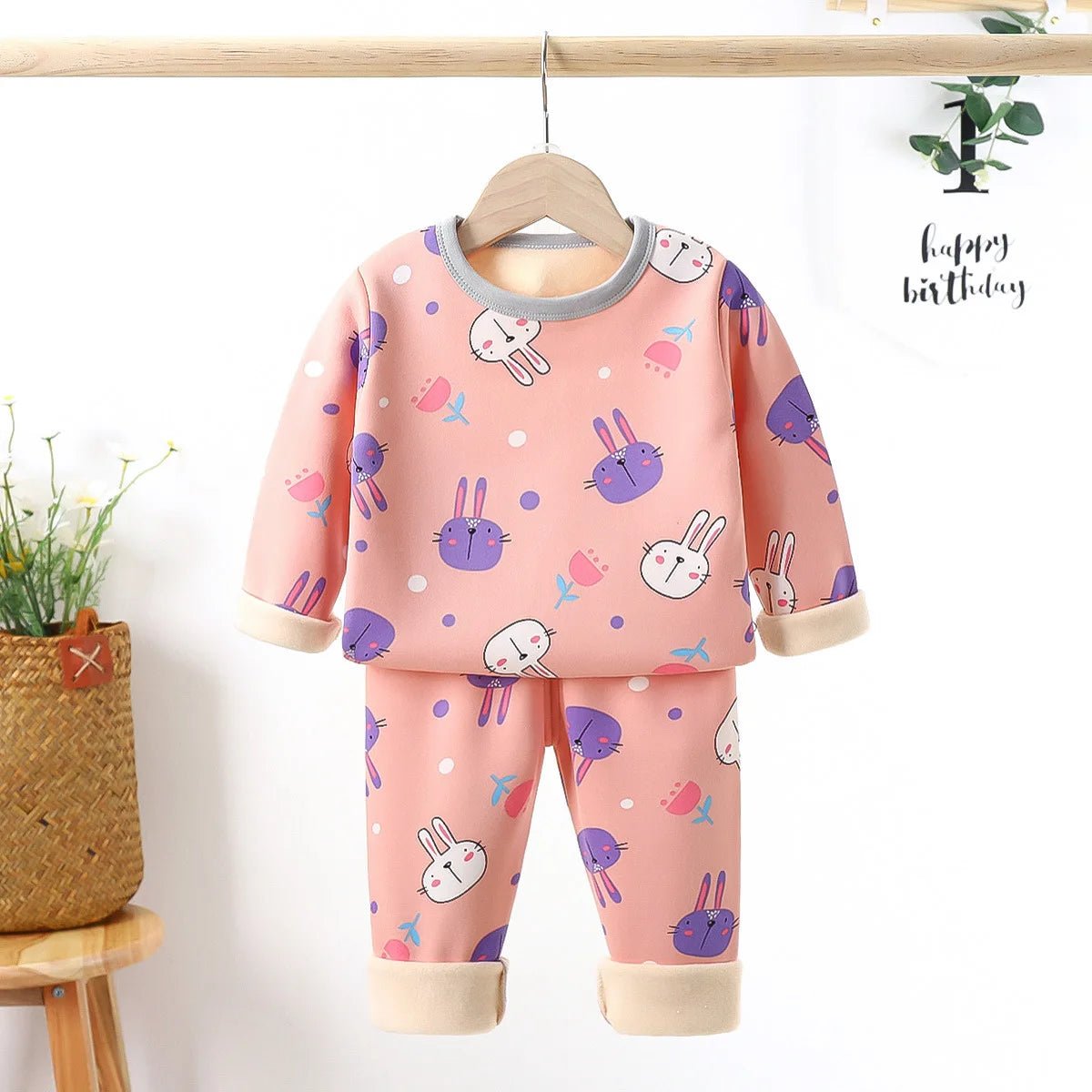 Children's Velvet Underwear Set Autumn and Winter New Long Sleeve Autumn Clothes Autumn Pants Thickened Warm Small and Medium si - Astra Wear astrawear.ca