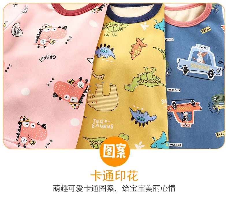 Children's Velvet Underwear Set Autumn and Winter New Long Sleeve Autumn Clothes Autumn Pants Thickened Warm Small and Medium si - Astra Wear astrawear.ca