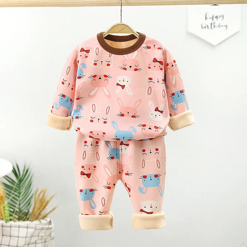 Children's Velvet Underwear Set Autumn and Winter New Long Sleeve Autumn Clothes Autumn Pants Thickened Warm Small and Medium si - Astra Wear astrawear.ca